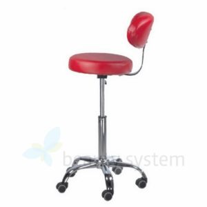 Taboret kosmetyczny z oparciem BD-9934 Czerwony